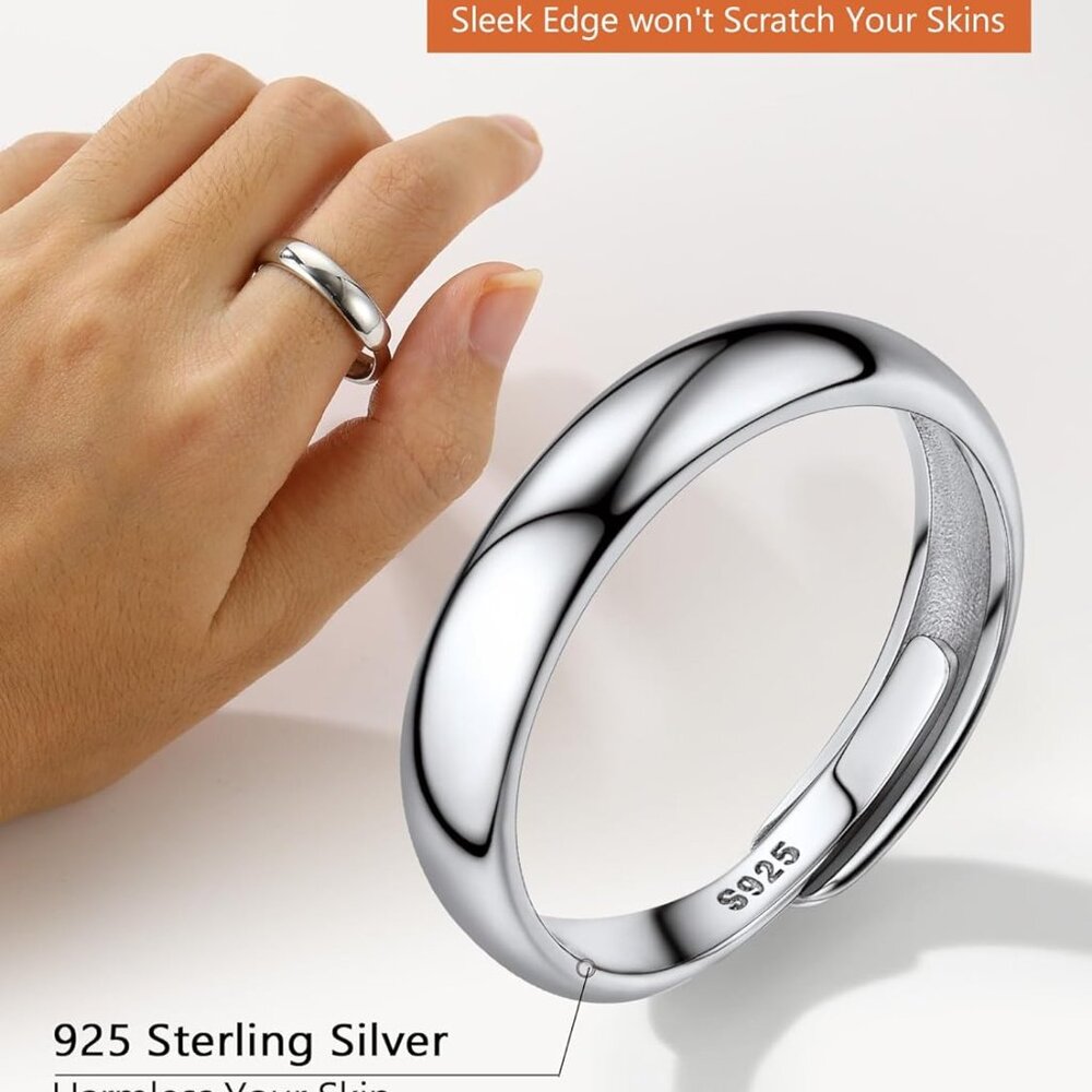 925 Sterling Silver Adjustable Stackable Ring For… - image 4